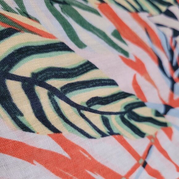 Tahari Linen Top Womens Size XL Button Up Tropical Coastal Short Sleeve - Picture 8 of 8